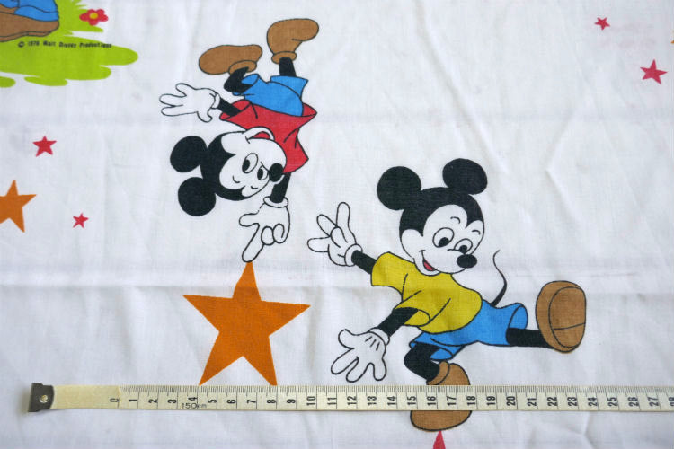 レア物 ミッキー&フレンズ モーティ フェルディ ドナルドダック プルート グーフィー 星 スター柄 70's ヴィンテージ ユーズドシーツ(ボックスタイプ) USA