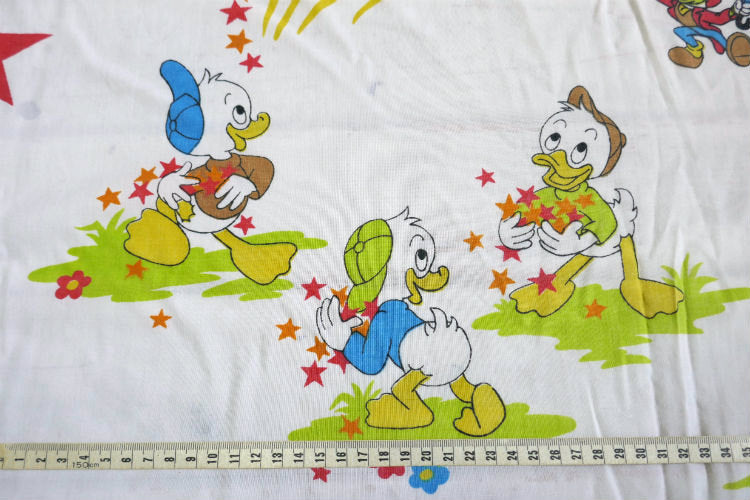 レア物 ミッキー&フレンズ モーティ フェルディ ドナルドダック プルート グーフィー 星 スター柄 70's ヴィンテージ ユーズドシーツ(ボックスタイプ) USA