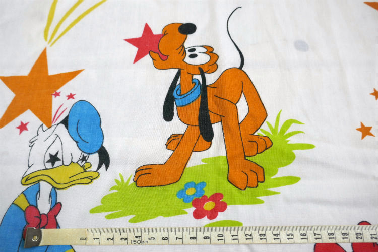 レア物 ミッキー&フレンズ モーティ フェルディ ドナルドダック プルート グーフィー 星 スター柄 70's ヴィンテージ ユーズドシーツ(ボックスタイプ) USA