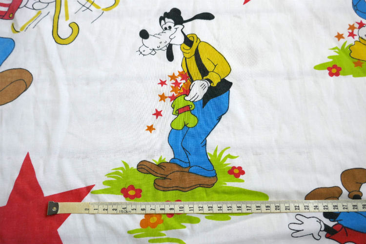 レア物 ミッキー&フレンズ モーティ フェルディ ドナルドダック プルート グーフィー 星 スター柄 70's ヴィンテージ ユーズドシーツ(ボックスタイプ) USA