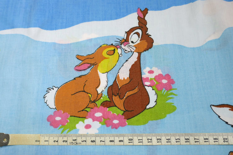 Bambi バンビ ディズニー 子鹿バンビ フラワー 蝶々 レトロ 70's ヴィンテージ ユーズドシーツ(1/2) USA 状態良好