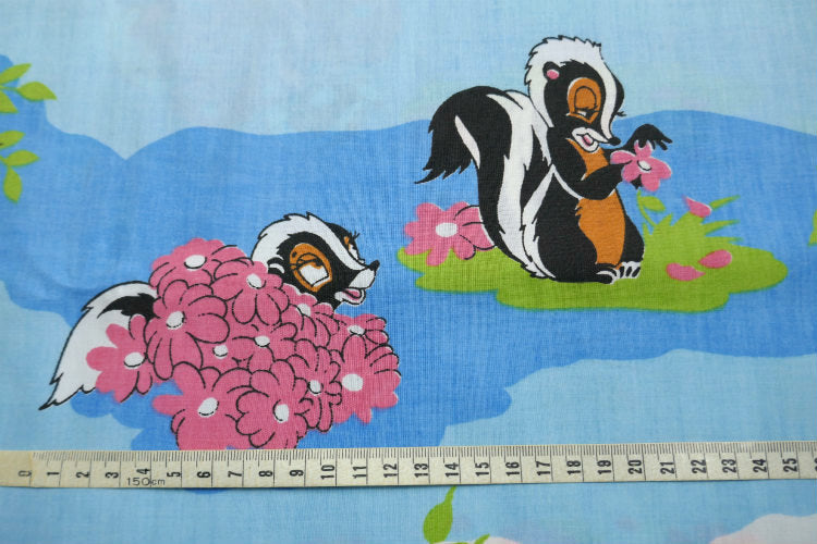 Bambi バンビ ディズニー 子鹿バンビ フラワー 蝶々 レトロ 70's ヴィンテージ ユーズドシーツ(1/2) USA 状態良好