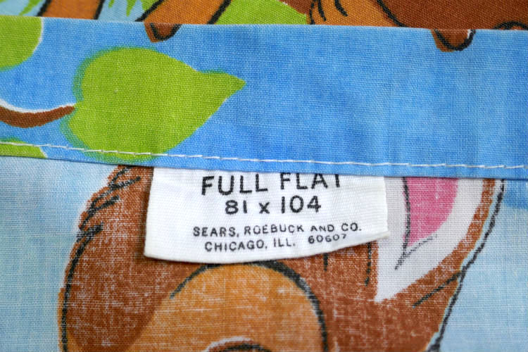 Bambi バンビ ディズニー 子鹿バンビ フラワー 蝶々 レトロ 70's ヴィンテージ ユーズドシーツ(1/2) USA 状態良好