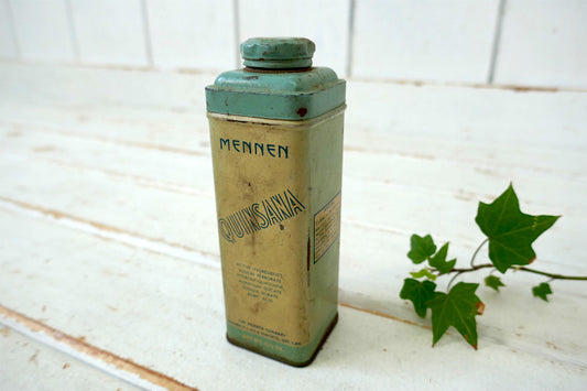 MENNEN QUINSANA ヴィンテージ パウダー缶 OLD ブリキ缶 1930〜1940年 MADE IN U.S.A. 薬局