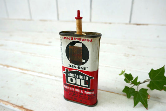 3-IN-ONE HOUSEHOLD OIL ヴィンテージ 1970s ティン製 オイル缶 油差し USA ミシン DIY 工具