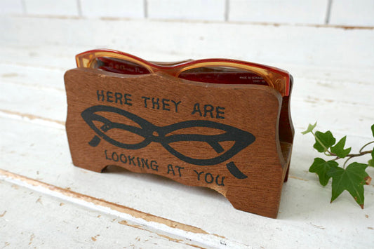 ミッドセンチュリー メガネ柄 木製 脚付き ヴィンテージ メガネホルダー 眼鏡置き サングラスホルダー USA