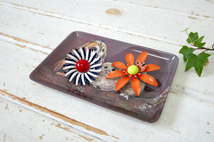 Pollyanna Pickering ポリアンナ ピカリング 幸せの鳥 フクロウ親子 アーティスト イタリア製 ヴィンテージ トレイ