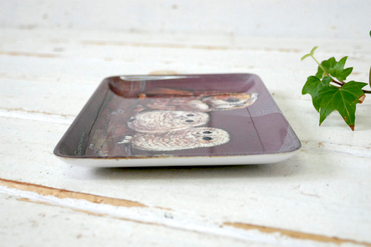 Pollyanna Pickering ポリアンナ ピカリング 幸せの鳥 フクロウ親子 アーティスト イタリア製 ヴィンテージ トレイ