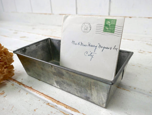 シャビー ティン製 ヴィンテージ ケーキモールド 焼型 ベーキングティン パウンドケーキ 菓子型 ローフパン USA