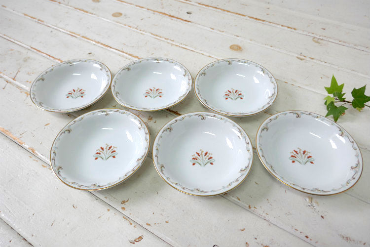 オールドノリタケ NORITAKE CHINA JAPAN 5435 セラミック ヴィンテージ サービングボウル 6皿セット　里帰り品 　サラダボウル　小皿