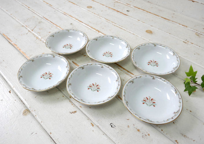 オールドノリタケ NORITAKE CHINA JAPAN 5435 セラミック ヴィンテージ サービングボウル 6皿セット　里帰り品 　サラダボウル　小皿