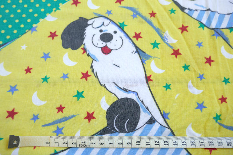 Franco Puppy 子犬 犬 パピー ハート 星 水玉 ヴィンテージ ユーズドシーツ ボックスシーツ ベッドシーツ