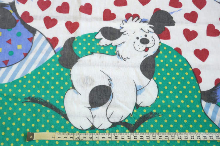 Franco Puppy 子犬 犬 パピー ハート 星 水玉 ヴィンテージ ユーズドシーツ ボックスシーツ ベッドシーツ