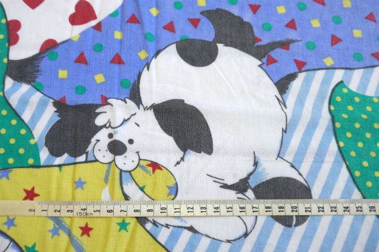 Franco Puppy 子犬 犬 パピー ハート 星 水玉 ヴィンテージ ユーズドシーツ ボックスシーツ ベッドシーツ