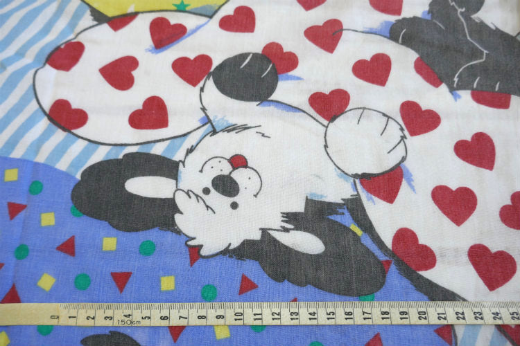 Franco Puppy 子犬 犬 パピー ハート 星 水玉 ヴィンテージ ユーズドシーツ ボックスシーツ ベッドシーツ