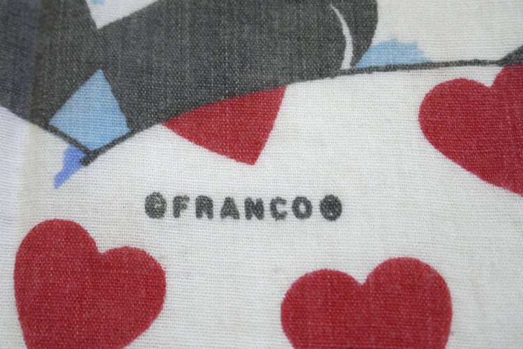 Franco Puppy 子犬 犬 パピー ハート 星 水玉 ヴィンテージ ユーズドシーツ ボックスシーツ ベッドシーツ