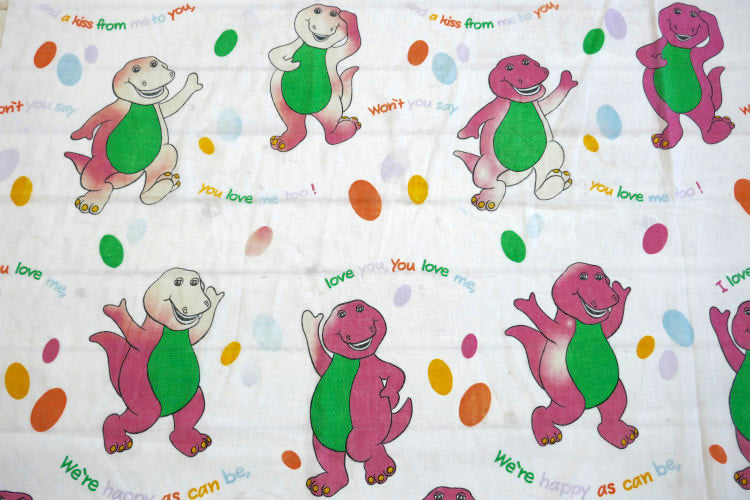 Barney & Friends バーニー&フレンズ 恐竜柄 ユーズドシーツ キャラクターシーツ(フラットタイプ) USA