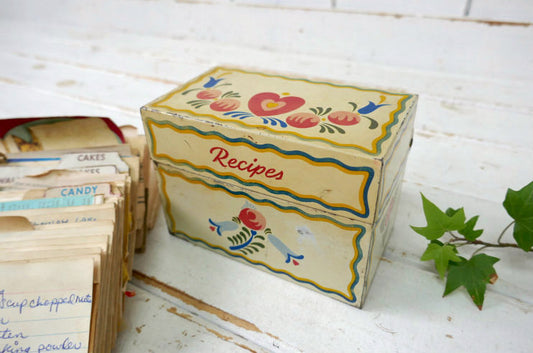 THE OHIO ART CO オハイオアート フラワー ハート レシピカード付き ティン製 ヴィンテージ レシピボックス レシピ缶 USA