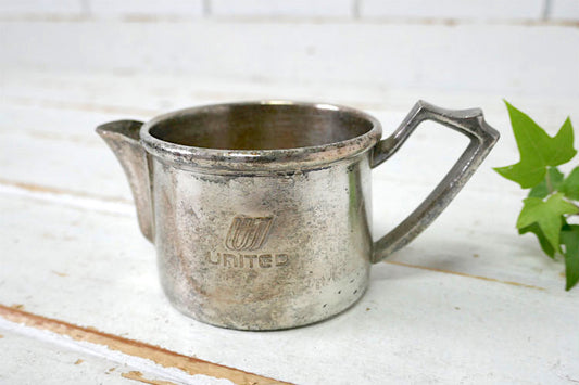 United Airlinesユナイテッド航空 Grand Silver Co シルバープレート ヴィンテージ クリーマー ミルクピッチャー USA