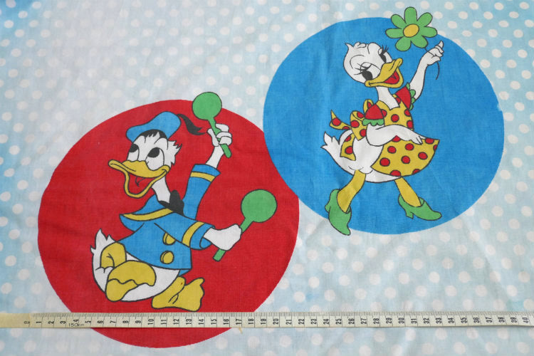 ミッキー&フレンズ 水玉 ダンス柄 ヴィンテージ ユーズドシーツ ベッドシーツ(ボックスタイプ) USA