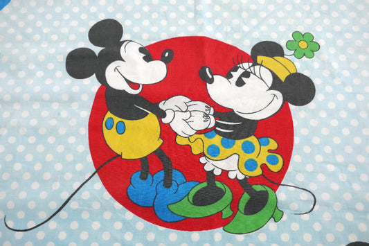 ミッキー&フレンズ 水玉 ダンス柄 ヴィンテージ ユーズドシーツ ベッドシーツ(ボックスタイプ) USA