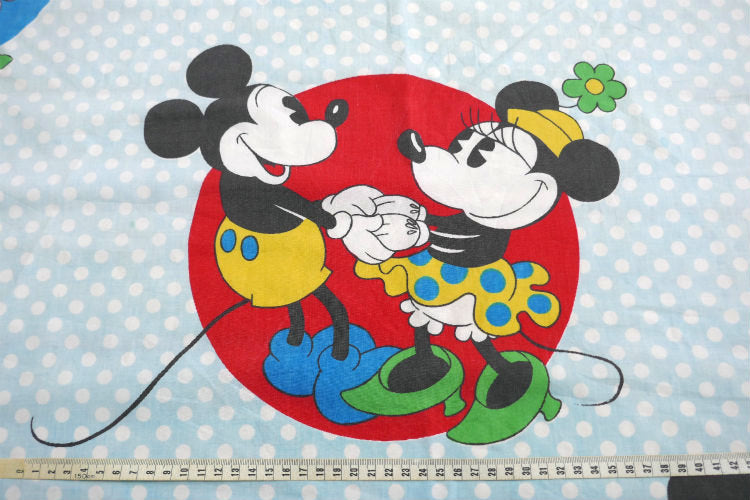 ミッキー&フレンズ 水玉 ダンス柄 ヴィンテージ ユーズドシーツ ベッドシーツ(ボックスタイプ) USA