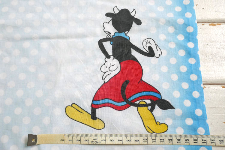 ミッキー&フレンズ 水玉 ダンス柄 ヴィンテージ ユーズドシーツ ベッドシーツ(ボックスタイプ) USA