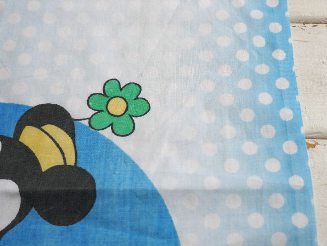 ミッキー&フレンズ 水玉 ダンス柄 ヴィンテージ ユーズドシーツ ベッドシーツ(ボックスタイプ) USA