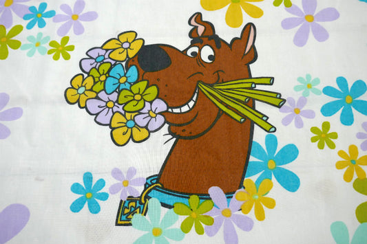 スクービードゥー クルッパー 犬 カラフル 花柄 フラワー アニメ ヴィンテージ ユーズドシーツ(フラットタイプ) USA