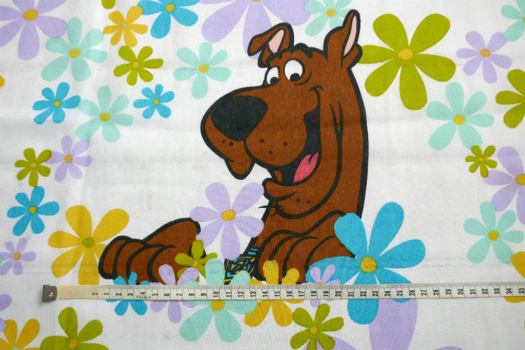 スクービードゥー クルッパー 犬 カラフル 花柄 フラワー アニメ ヴィンテージ ユーズドシーツ(フラットタイプ) USA