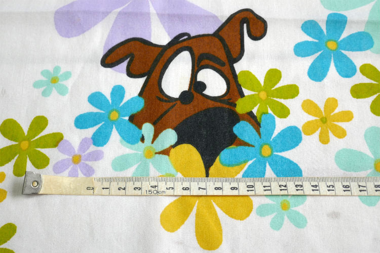 スクービードゥー クルッパー 犬 カラフル 花柄 フラワー アニメ ヴィンテージ ユーズドシーツ(フラットタイプ) USA