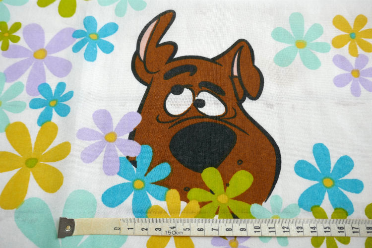 スクービードゥー クルッパー 犬 カラフル 花柄 フラワー アニメ ヴィンテージ ユーズドシーツ(フラットタイプ) USA