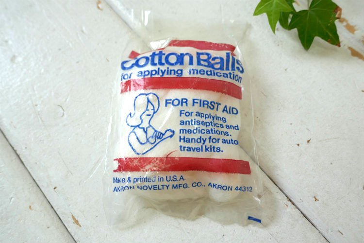 AKRON NOVELTY MFG CO デッドストック ヴィンテージ コットンボール 綿球 ファーストエイド 救急用品 USA