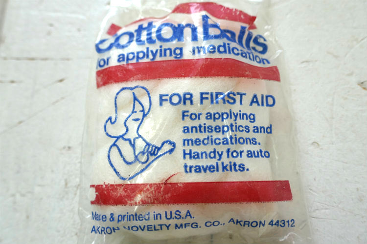 AKRON NOVELTY MFG CO デッドストック ヴィンテージ コットンボール 綿球 ファーストエイド 救急用品 USA