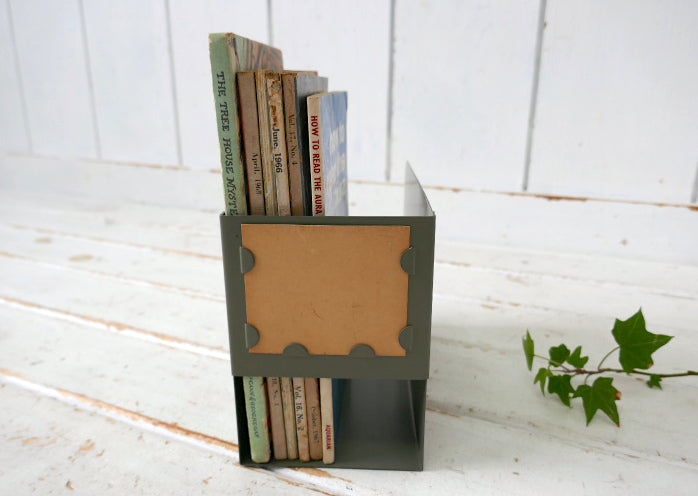 USA インダストリアル 工業系 メタル製 ヴィンテージ 引き出し ブックスタンド 本立て 文房具 オフィス雑貨