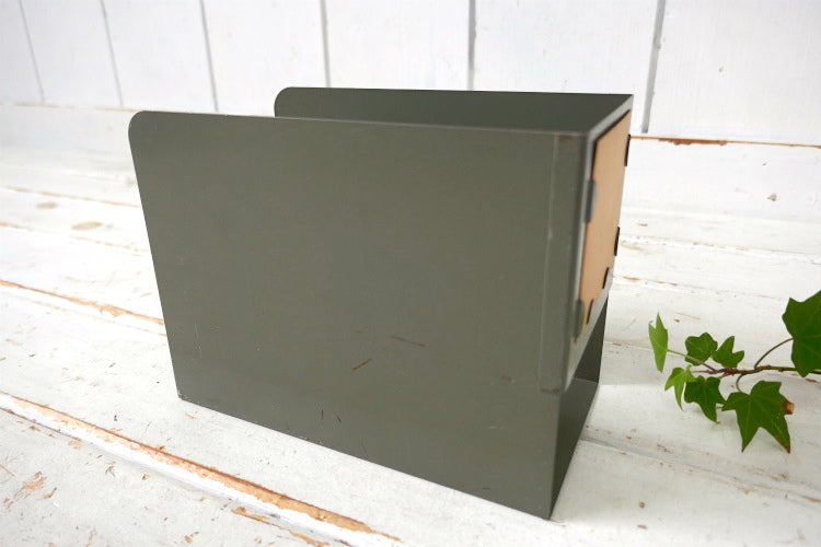 USA インダストリアル 工業系 メタル製 ヴィンテージ 引き出し ブックスタンド 本立て 文房具 オフィス雑貨