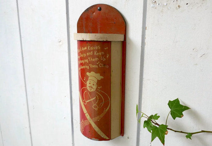 OLD シェフ 木製 ティン製 1940~1950s ヴィンテージ キッチン ナイフホルダー 包丁スタンド USA