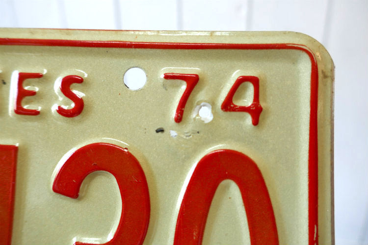 1974s US ミネソタ NK 6430 ビンテージ アメ車 ナンバープレート カーライセンスプレート 2枚セット 自動車　看板