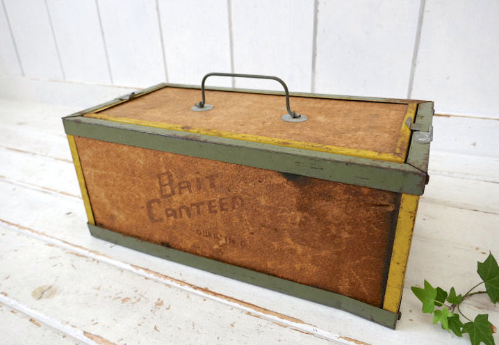 OBERLIN Bait Canteen 60's フィッシング コルク×メタル製 ヴィンテージ ベイトボックス 釣り道具 餌入れ タックルボックス 釣り道具 USA