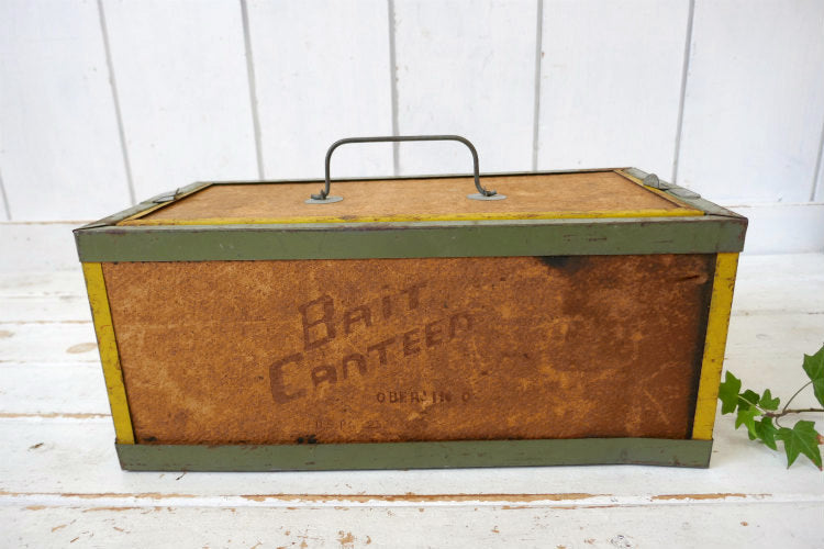 OBERLIN Bait Canteen 60's フィッシング コルク×メタル製 ヴィンテージ ベイトボックス 釣り道具 餌入れ タックルボックス 釣り道具 USA