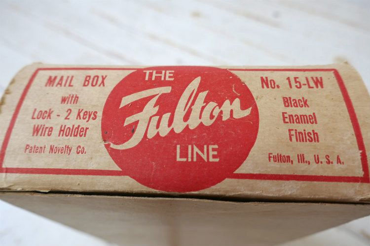 THE Fulton 鍵２本＆新聞受け付き ブラック エナメル デッドストック ヴィンテージ メールボックス 郵便受け ポスト USA