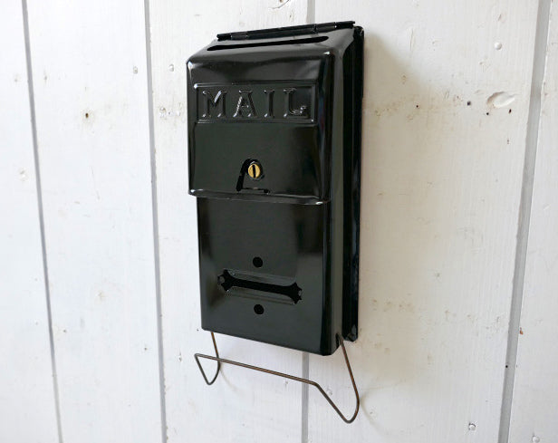 THE Fulton 鍵２本＆新聞受け付き ブラック エナメル デッドストック ヴィンテージ メールボックス 郵便受け ポスト USA