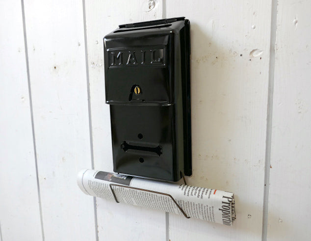 THE Fulton 鍵２本＆新聞受け付き ブラック エナメル デッドストック ヴィンテージ メールボックス 郵便受け ポスト USA