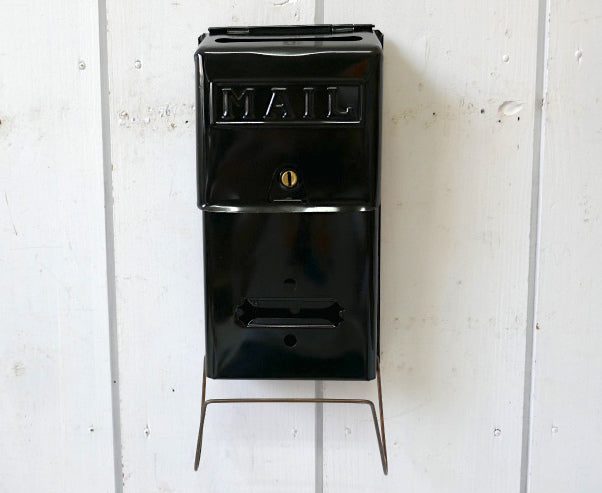 THE Fulton 鍵２本＆新聞受け付き ブラック エナメル デッドストック ヴィンテージ メールボックス 郵便受け ポスト USA