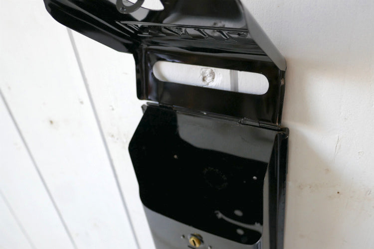 THE Fulton 鍵２本＆新聞受け付き ブラック エナメル デッドストック ヴィンテージ メールボックス 郵便受け ポスト USA