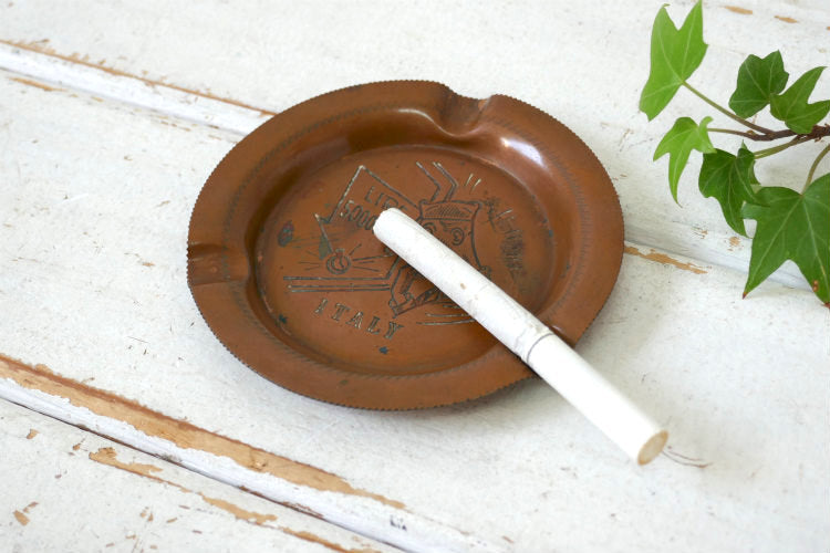 ITALY イタリア製 水兵 コッパー 銅製 ヴィンテージ アシュトレイ  灰皿 トレイ Art Deco アールデコ