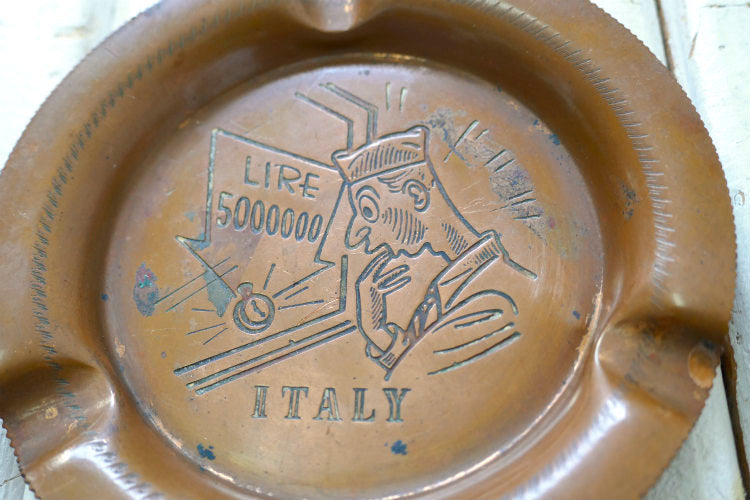 ITALY イタリア製 水兵 コッパー 銅製 ヴィンテージ アシュトレイ  灰皿 トレイ Art Deco アールデコ