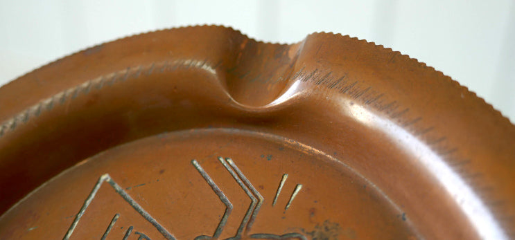 ITALY イタリア製 水兵 コッパー 銅製 ヴィンテージ アシュトレイ  灰皿 トレイ Art Deco アールデコ