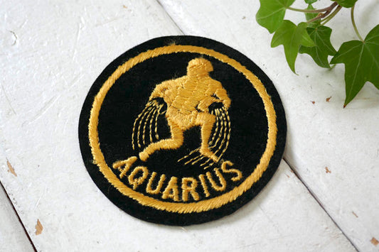 AQUARIUS 水瓶座 星座 1950's OLD ヴィンテージ ワッペン 刺繍 USA パッチ デッドストック