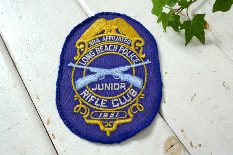 1951's NRA AFFILIATED LONG BEACH POLICE ロングビーチポリス ライフル ヴィンテージ ワッペン 刺繍
